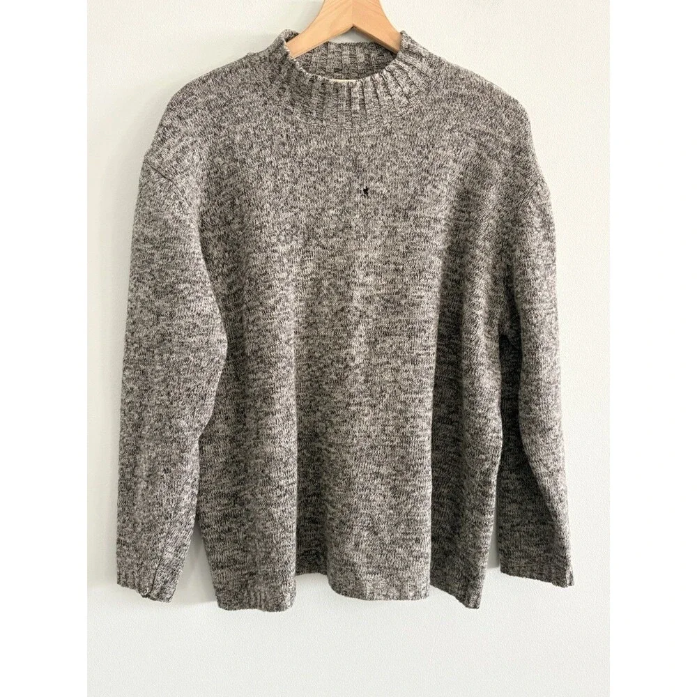 J Jill Lambs Wool Mock Neck Sweater Women's Size Medium Gray *FLAW